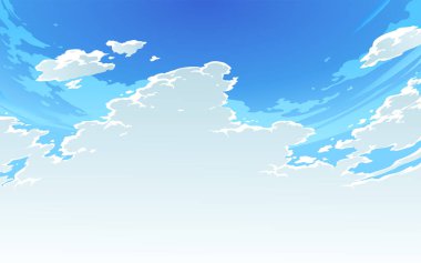 Vektör çizim Anime tarzı bulutlu gökyüzü. 2