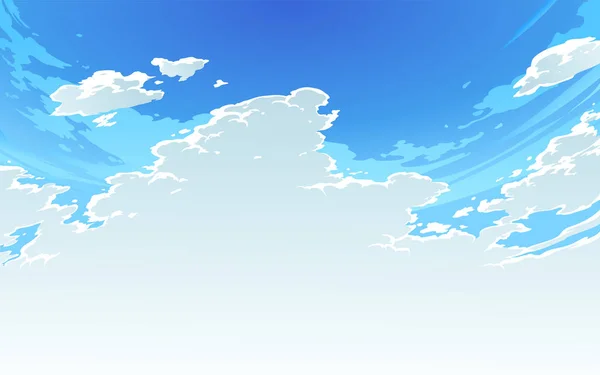 Vektör çizim Anime tarzı bulutlu gökyüzü. 2