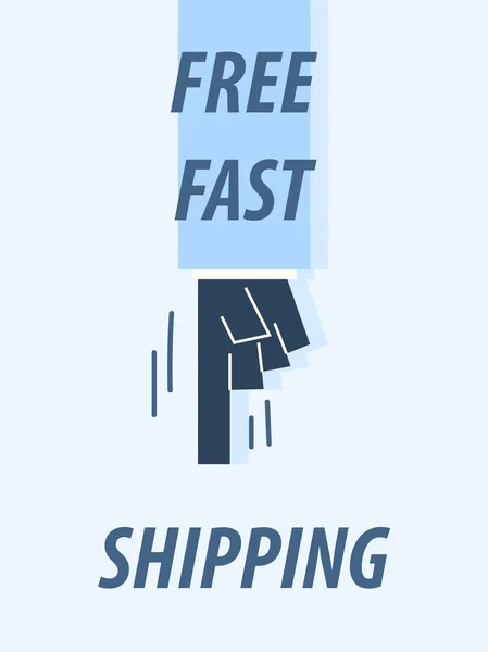 FREE FAST SHIPPING typography vector illustration — Stock Vector