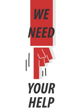 Senin yardım tipografi vektör çizim ihtiyacımız