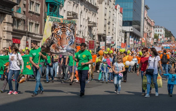 Pochód karnawałowy, na cześć dnia Tiger. — Zdjęcie stockowe