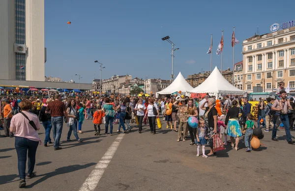 Celebração na praça central de Vladivostok em honra do Dia do Tigre . — Fotografia de Stock