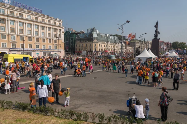 Празднование Дня тигра на центральной площади Владивостока . — стоковое фото