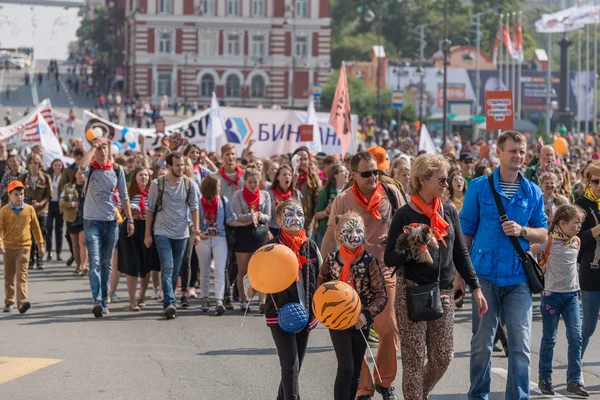 Carnival procession in honor of the Tiger Day. — Stock Photo, Image