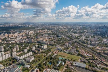 Moskova cityscape üzerinde havadan görünümü.