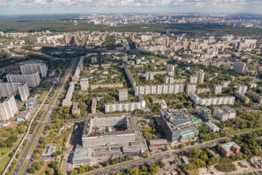 Moskova cityscape üzerinde havadan görünümü.