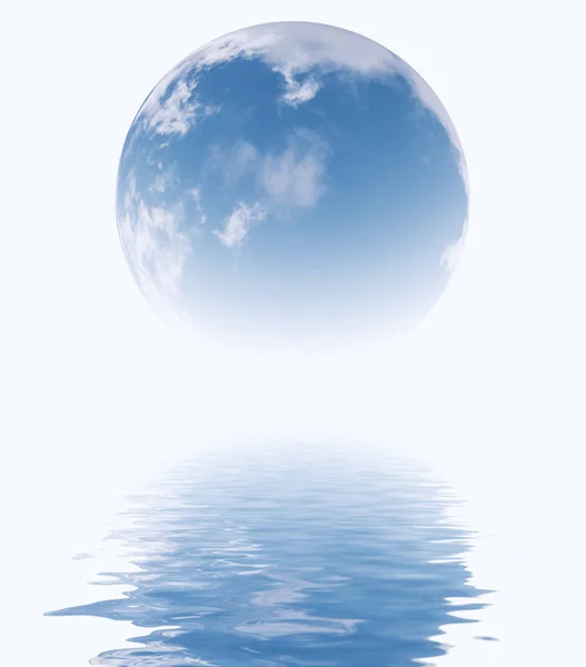 Blue sky in glass sphere.