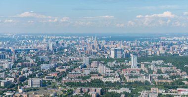 Gün ışığı, Moskova cityscape üzerinde havadan görünümü.