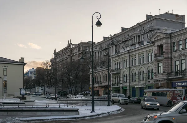 Вулиця Aleutskaya на заході сонця. — стокове фото