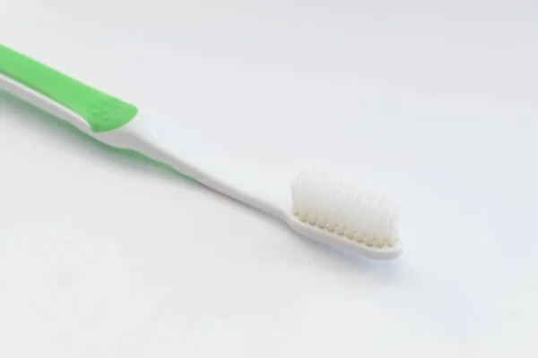 Escova Dentes Close Fundo Branco — Fotografia de Stock