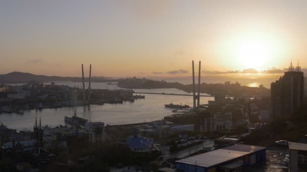 Vladivostok Rusko Srpna 2017 Výhled Most Názvem Golden Bridge Vladivostoku — Stock video