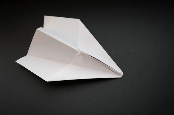 Paper Plane Dark Background Selective Focus — Stock Photo, Image