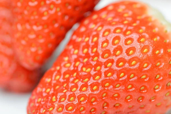 Natural Looking Fresh Red Strawberry Macro Shallow Depth Field — Stock Photo, Image