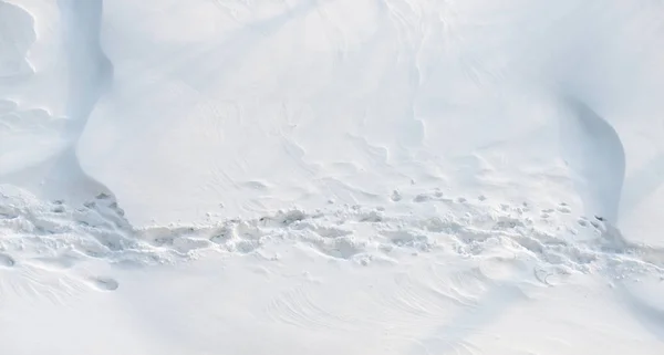 晴れた日の雪の中の足跡 — ストック写真