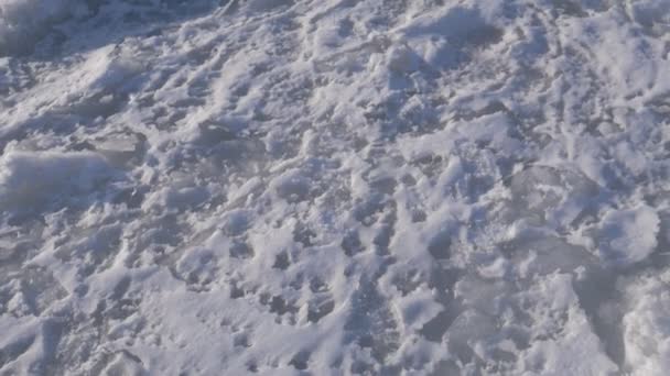 Marcher Sur Mer Gelée Images Cachées Main — Video