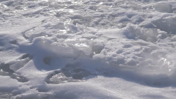 Trozo Hielo Sucio Mar Congelado Dolly Disparó — Vídeos de Stock
