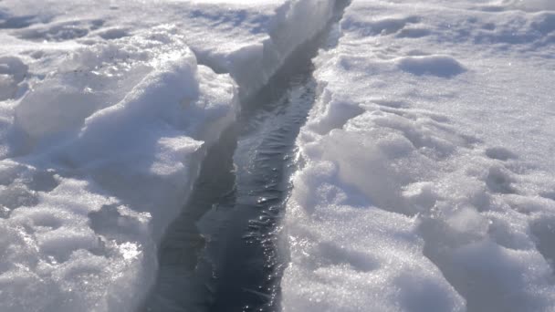 Gran Grieta Mar Congelado — Vídeo de stock