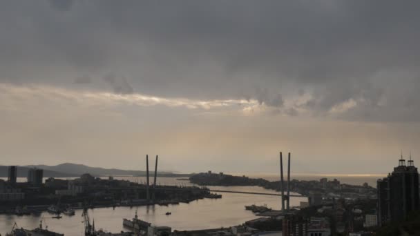 Vladivostok Pencakar Langit Kota Matahari Terbenam — Stok Video