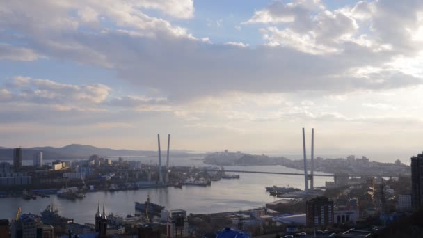 Vladivostok Ryssland Mars 2018 Visa Vladivostok Skyline Solnedgången — Stockvideo