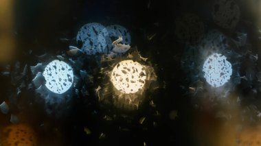 Seçici odaklı bir bardağa düşer ve arka planda bulanık şehir ışıkları.