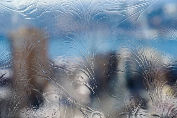 冷凍ガラス 自然の冬の背景 — ストック写真
