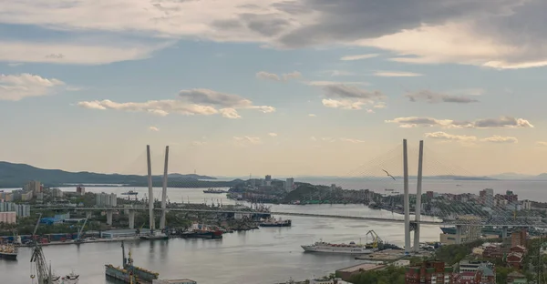 Vladivostok Şehir Manzarası Gün Batımı Manzarası — Stok fotoğraf