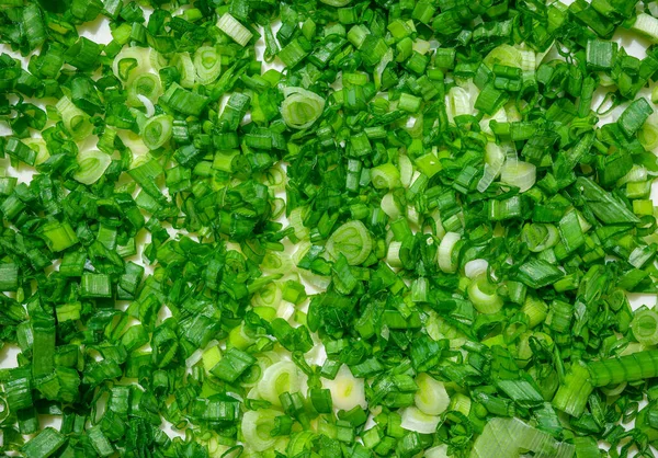 细碎的绿色洋葱 天然食物背景 — 图库照片