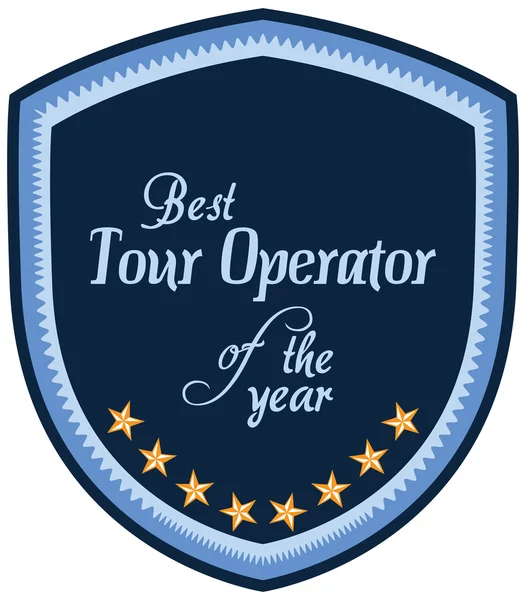 Vector promo label du meilleur tour opérateur ou service de guide touristique a — Image vectorielle
