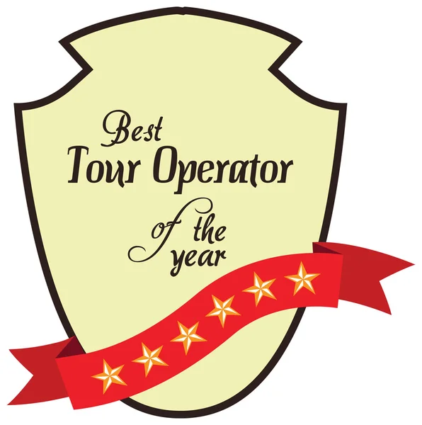 Vector promo label du meilleur tour opérateur ou service de guide touristique a — Image vectorielle