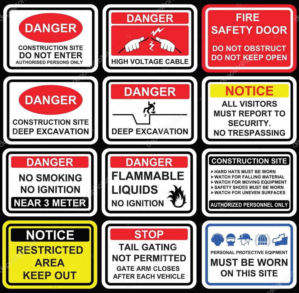 Building Construction Site Safety Warning Signage Icons And S Vector Image By C Krishnadasekm Vector Stock 130028306