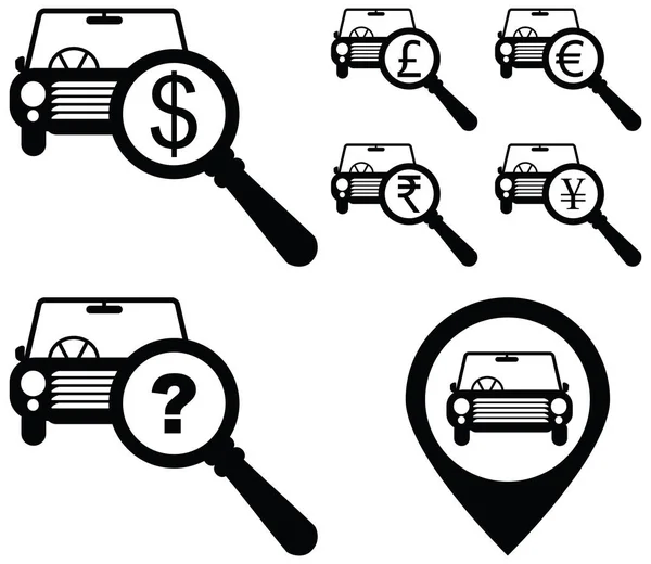 Dolar, Rupisi, Pound, Euro Yen para işareti büyüteç ile