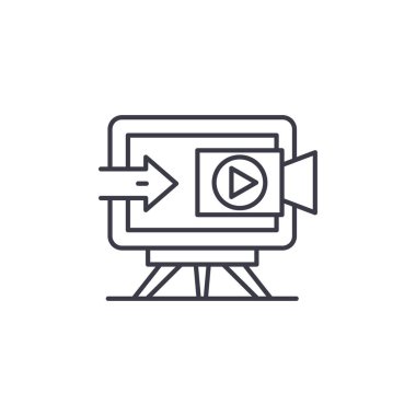 TV doğrusal simgesi kavramı üzerinde reklam. Reklam Tv çizgi vektör işaret, sembol, şekil.