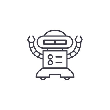 Android doğrusal simgesi kavramı. Android çizgi vektör işaret, sembol, şekil.