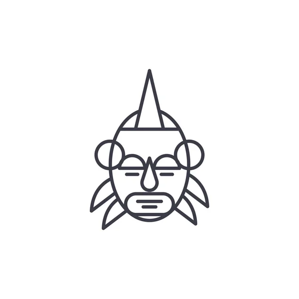 África máscara líder concepto de icono lineal. África máscara líder línea vector signo, símbolo, ilustración . — Vector de stock
