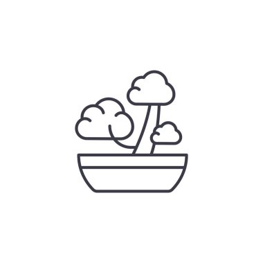Bonsai doğrusal simgesi kavramı. Bonsai satır vektör işaret, sembol, şekil.