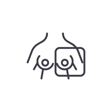 Meme radyografi doğrusal simgesi kavramı. Meme radyografi çizgi vektör işaret, sembol, illüstrasyon.