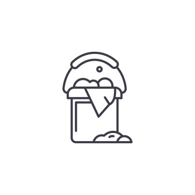 Kova doğrusal simgesi kavramı. Kova çizgi vektör işaret, sembol, illüstrasyon.