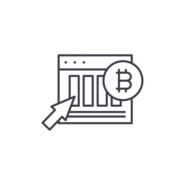 Bitcoin mercado indicadores conceito ícone linear. Bitcoin mercado indicadores linha vetor sinal, símbolo, ilustração . — Vetor de Stock