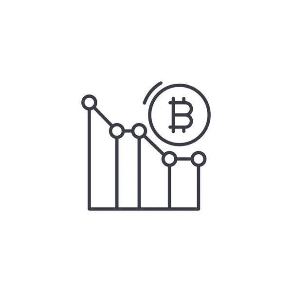 Bitcoin análisis de precios concepto de icono lineal. Bitcoin análisis de precios línea vector signo, símbolo, ilustración . — Vector de stock