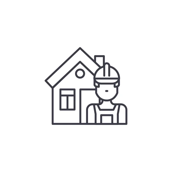 Builder linjär ikon konceptet. Builder linje vector tecken, symbolen, illustration. — Stock vektor