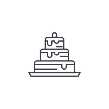 Pasta doğrusal simgesi kavramı. Pasta çizgi vektör işaret, sembol, illüstrasyon.