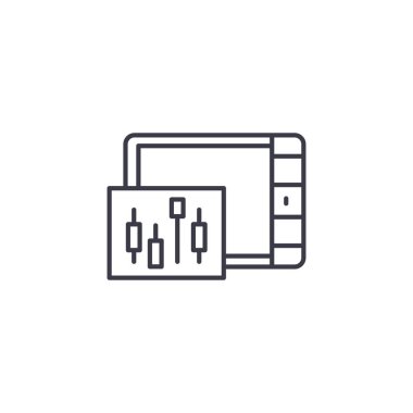 Mum grafik doğrusal simgesi kavramı. Mum grafik çizgisinin işaret, sembol, illüstrasyon vektör.