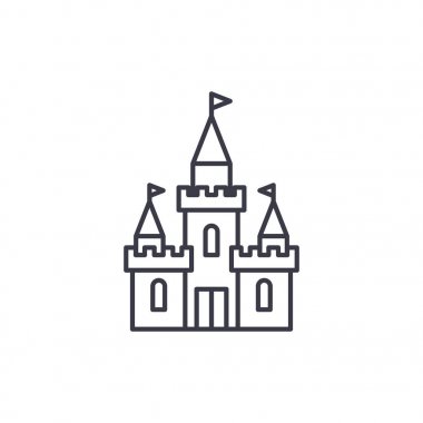 Kale doğrusal simgesi kavramı. Kale çizgi vektör işaret, sembol, illüstrasyon.