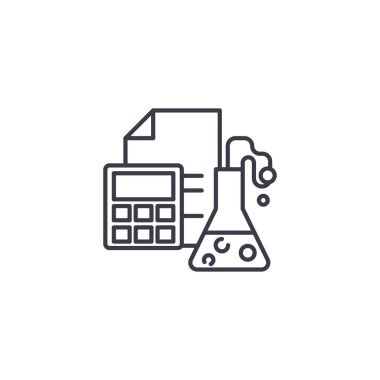 Kimyasal araştırma doğrusal simgesi kavramı. Kimyasal araştırma çizgi vektör işaret, sembol, illüstrasyon.