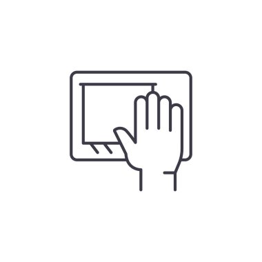 Doğrusal simgesi kavramı temizlik. Temizleme çizgi vektör işaret, sembol, şekil.