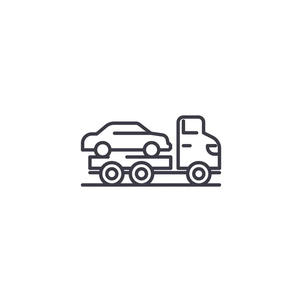 Εικονίδιο γραμμική έννοια αυτοκίνητο μεταφορέα. Αυτοκίνητο μεταφορέα γραμμή διάνυσμα σημάδι, σύμβολο, εικόνα. — Διανυσματικό Αρχείο