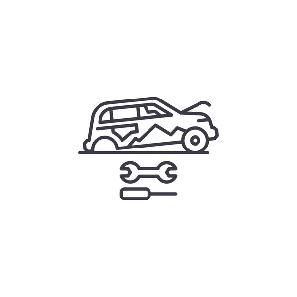 Lineares Icon-Konzept zur Autoreparatur. Auto Reparatur Linie Vektorschild, Symbol, Illustration. — Stockvektor