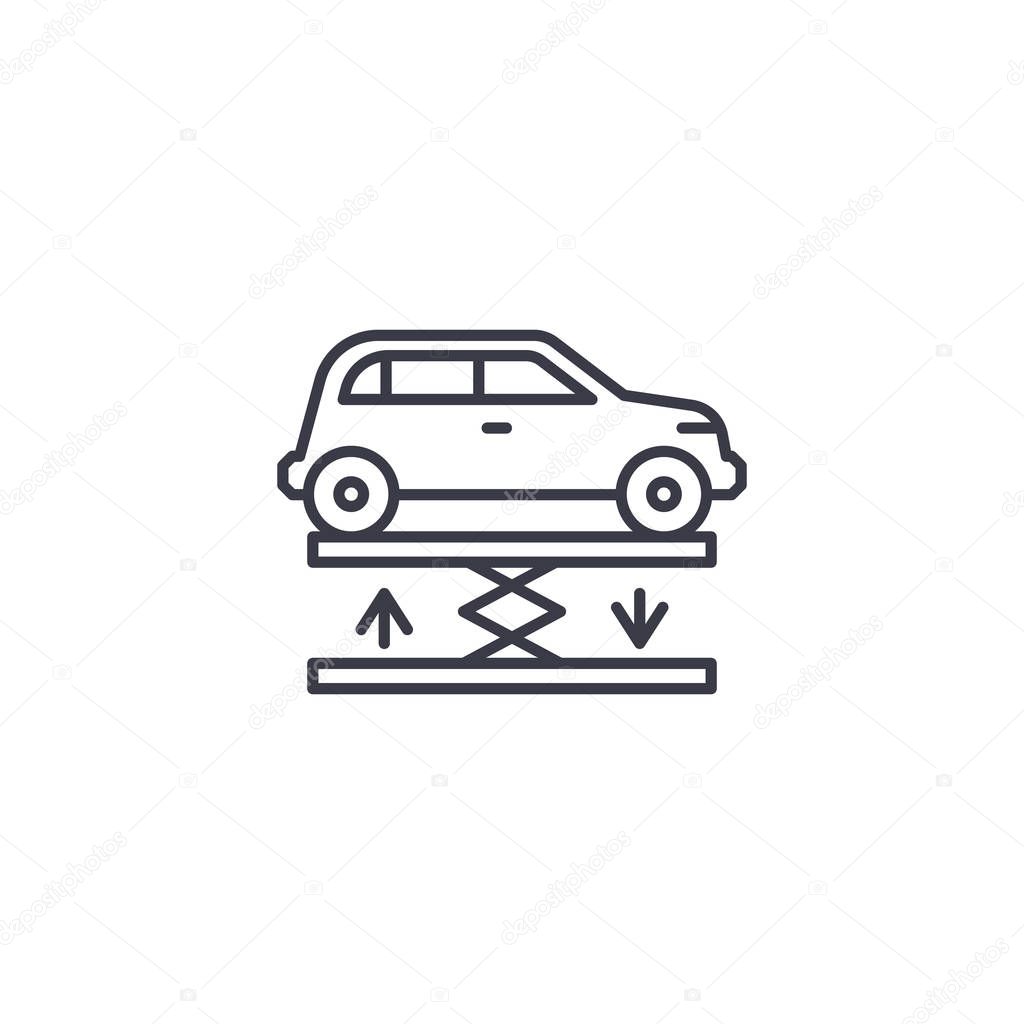 Car lift linear icon concept. Car lift line vector sign, symbol, illustration.