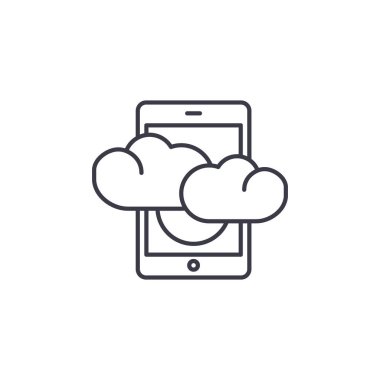 Bulut teknolojileri doğrusal simgesi kavramı. Bulut teknolojileri satır vektör işaret, sembol, şekil.