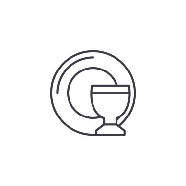 Çanak çömlek doğrusal simgesi kavramı. Çanak çömlek çizgi vektör işaret, sembol, illüstrasyon.